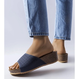 Bourque mornarskoplave ažurne klizače na klin plava 1