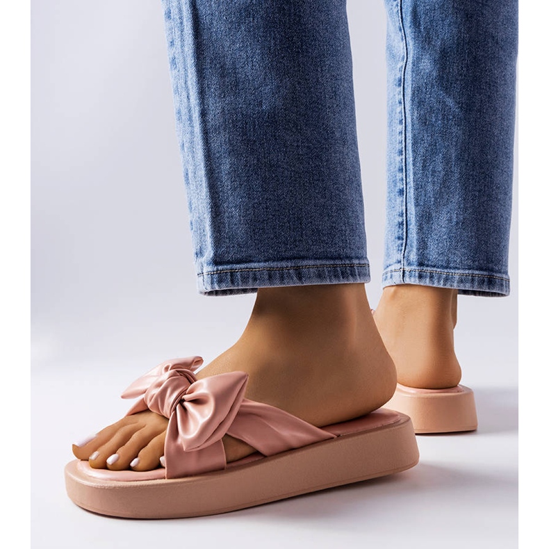 Ružičaste Edvard sandale s platformom i mašnom ružičasta 2