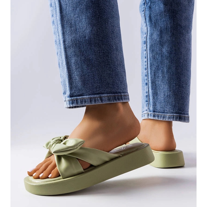 Zelene Edvard sandale s platformom i mašnom zelena 1