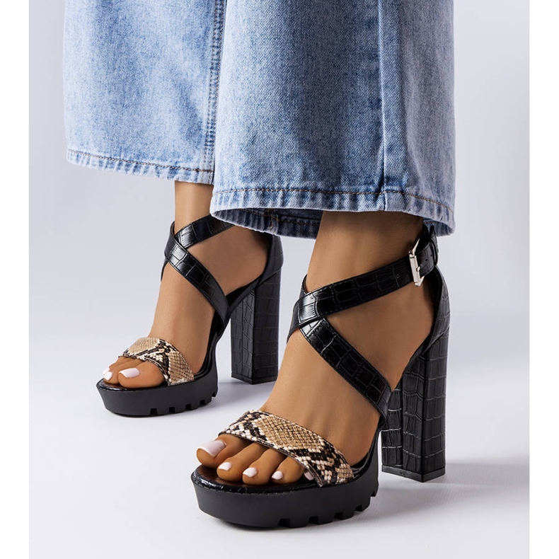 Smeđe sandale s uzorkom zmije iz Trépaniera smeđa 1