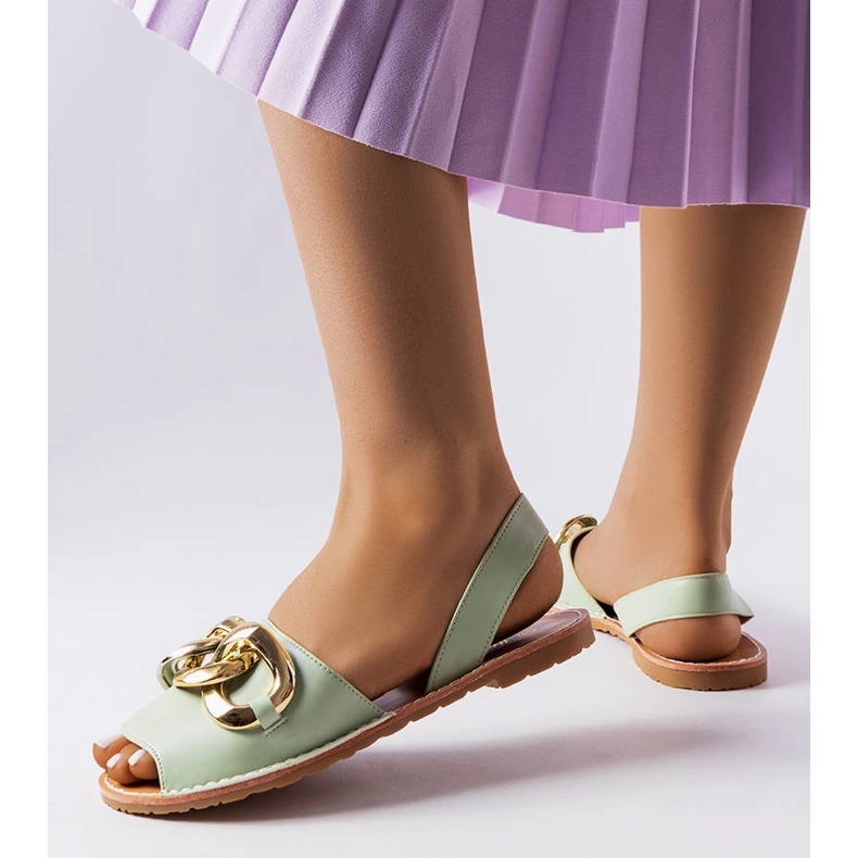 Zelene sandale ukrašene Germaine lancem zelena 1