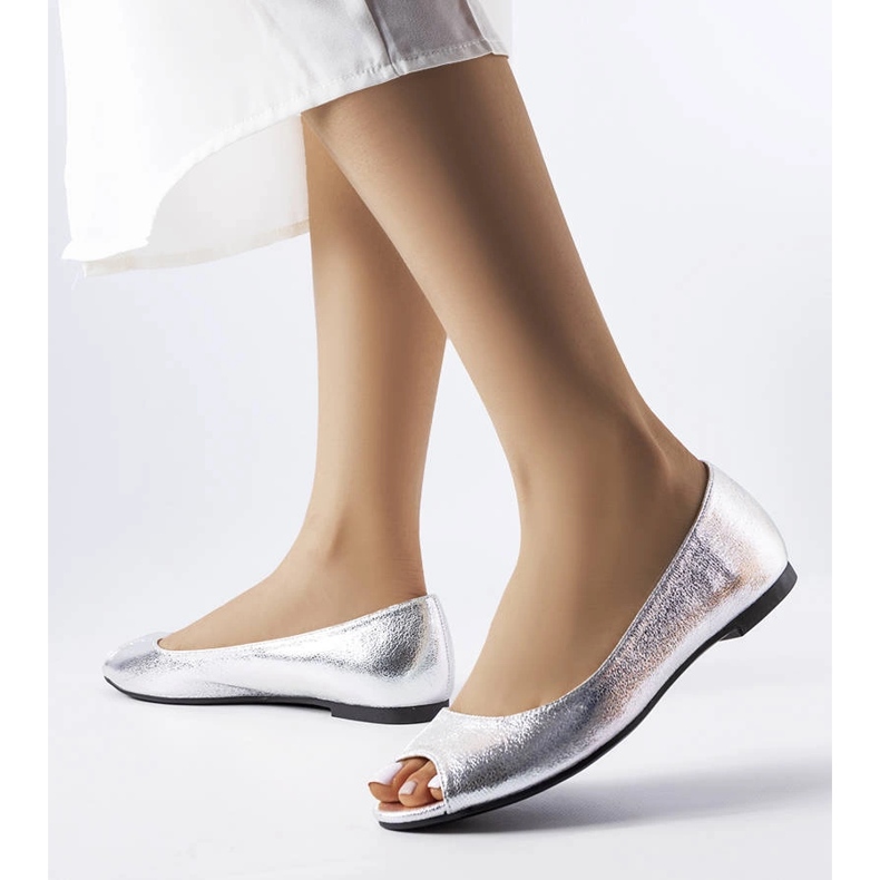 Srebrne metalik balerinke iz Trieuxa srebro 1