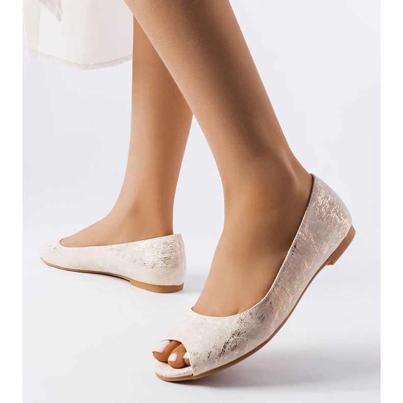 Zlatne balerinke s otvorenim prstima iz Lesagea zlatni 1