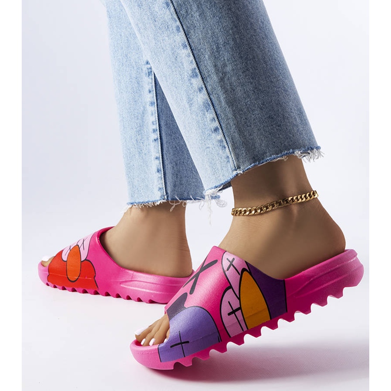 Tamno ružičaste japanke s printom ružičasta 2