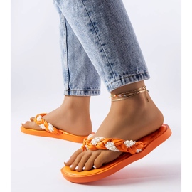 Narančasti klizači ukrašeni perlama četinjača narančasta 1