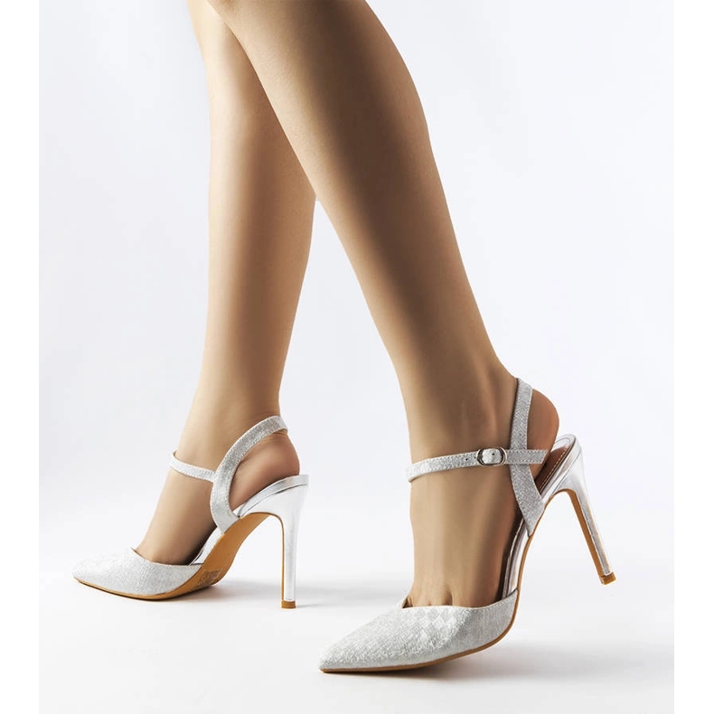 Gallia srebrne sjajne štikle srebro 2