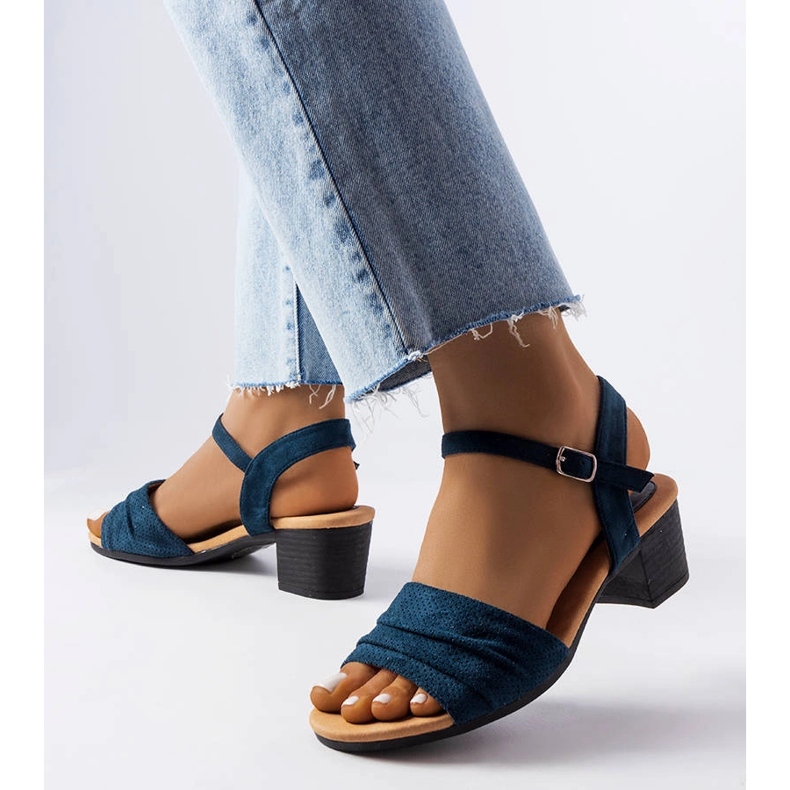 Mornarsko plave sandale na nisku petu marke Broom plava 1