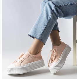 Ružičaste tenisice od tkanine na platformi Mallus ružičasta 1