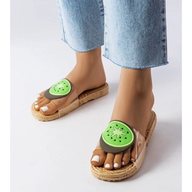 Prozirne papuče s Foddie ukrasom bež 1