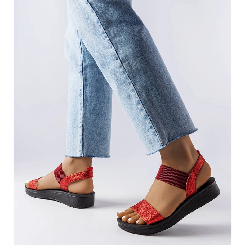 Crvene svjetlucave sandale iz Amathousa crvena 1