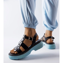 Lola crne sandale na plavoj platformi crna 2