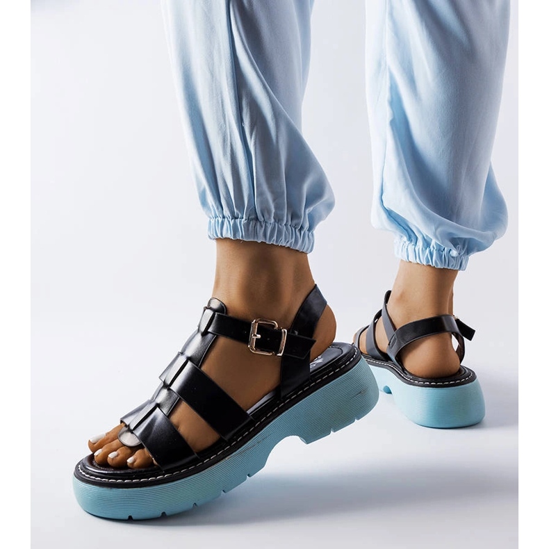 Lola crne sandale na plavoj platformi crna 2