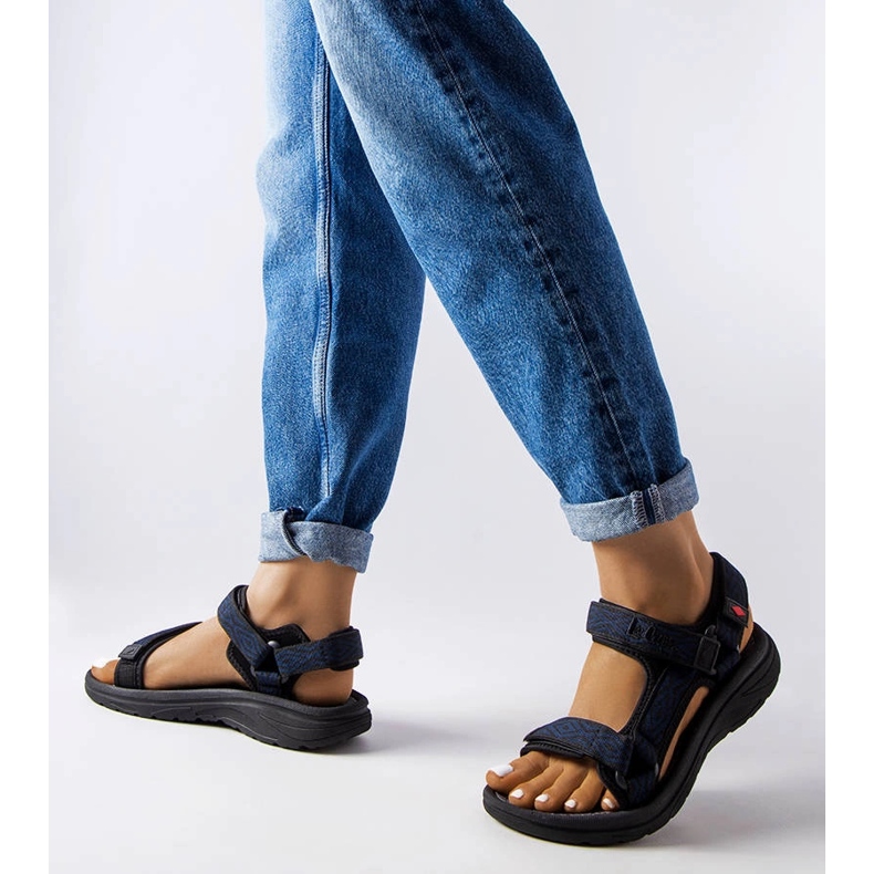 Lee Cooper LCW-23-34-1685L crne sandale na čičak plava 2