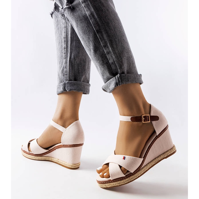 Eleonora bijele wedge espadrile bež 1