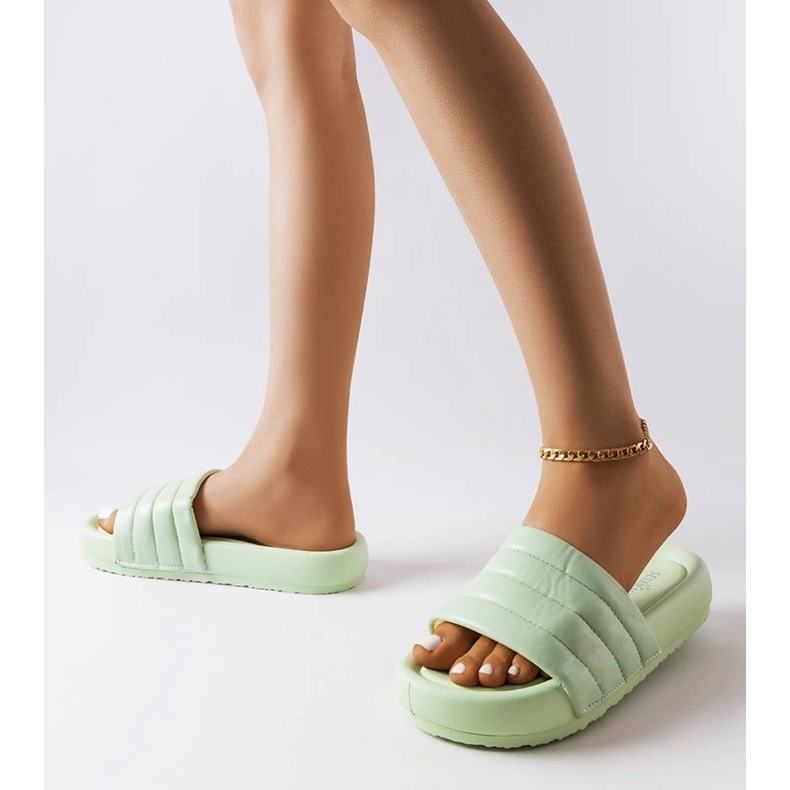 Inna Zelene papuče ukrašene Dorene prošivanjem zelena 2