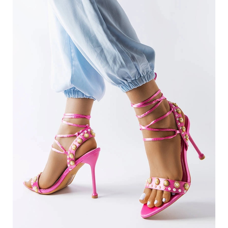 Ružičaste sandale ukrašene Grange biserima ružičasta 1
