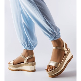 Access zlatne sandale na klin zlatna 1