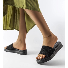 Crni otvoreni klizači s cirkonima iz Irvinea crna 2