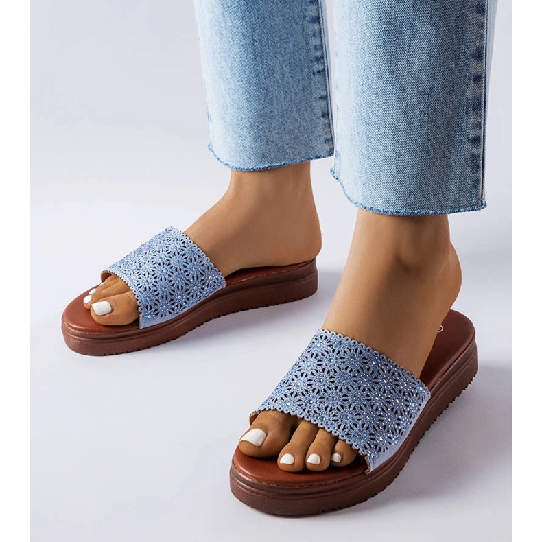 Plavi otvoreni klizači s cirkonima iz Irvinea plava 1