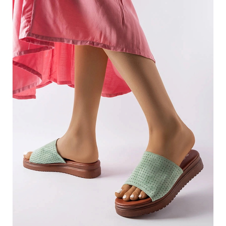 Zelene papuče s otvorenim gornjištem iz Idabela zelena 2