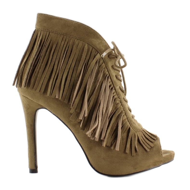 Otvorene čizme na vezanje, boho stil 11015 zelena 1