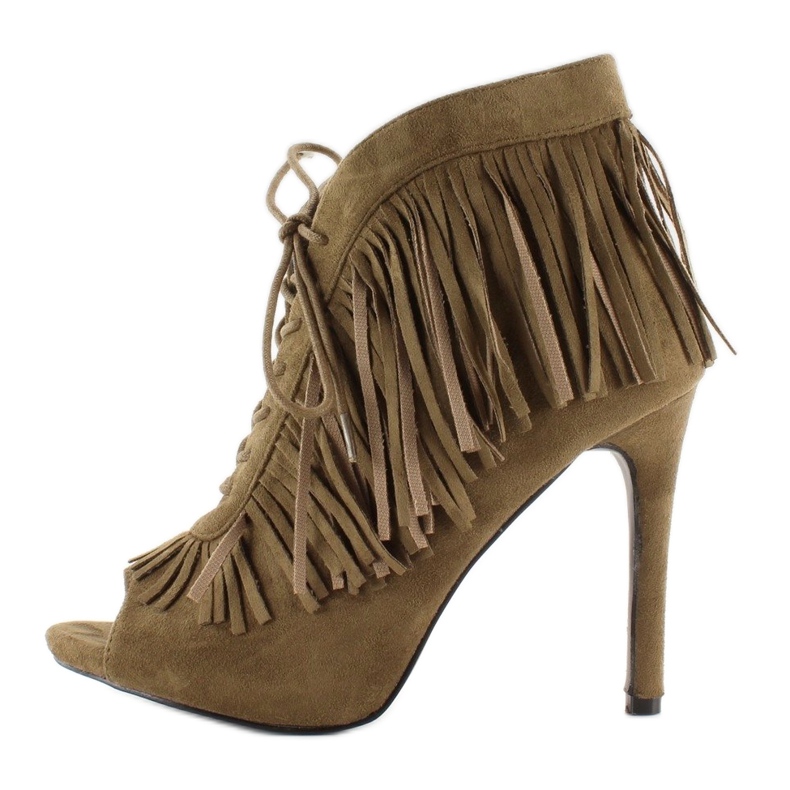 Otvorene čizme na vezanje, boho stil 11015 zelena 2