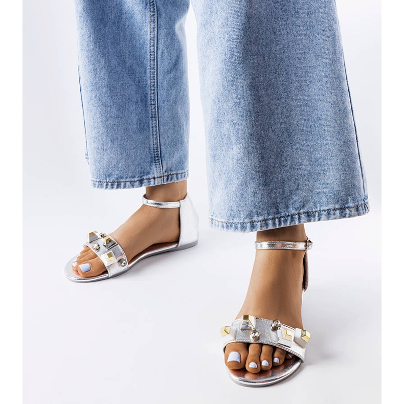 Srebrne ukrasne sandale Riverdale srebro 1