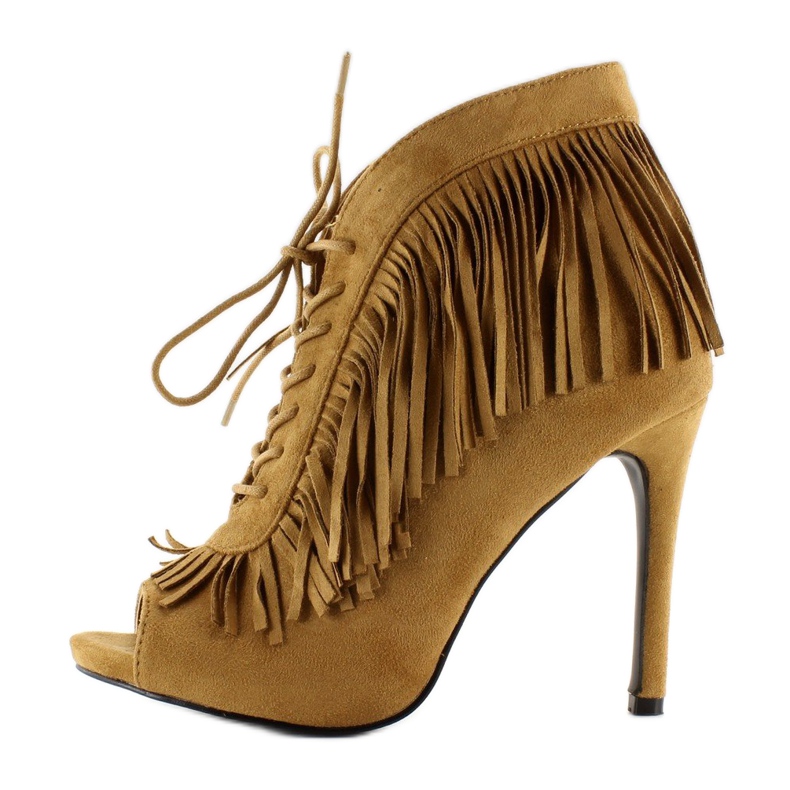 Otvorene čizme na vezanje, boho stil 11015 Camel višebojan 1