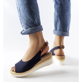 Mornarsko plave sandale na klin Big Star JJ276046 plava 1