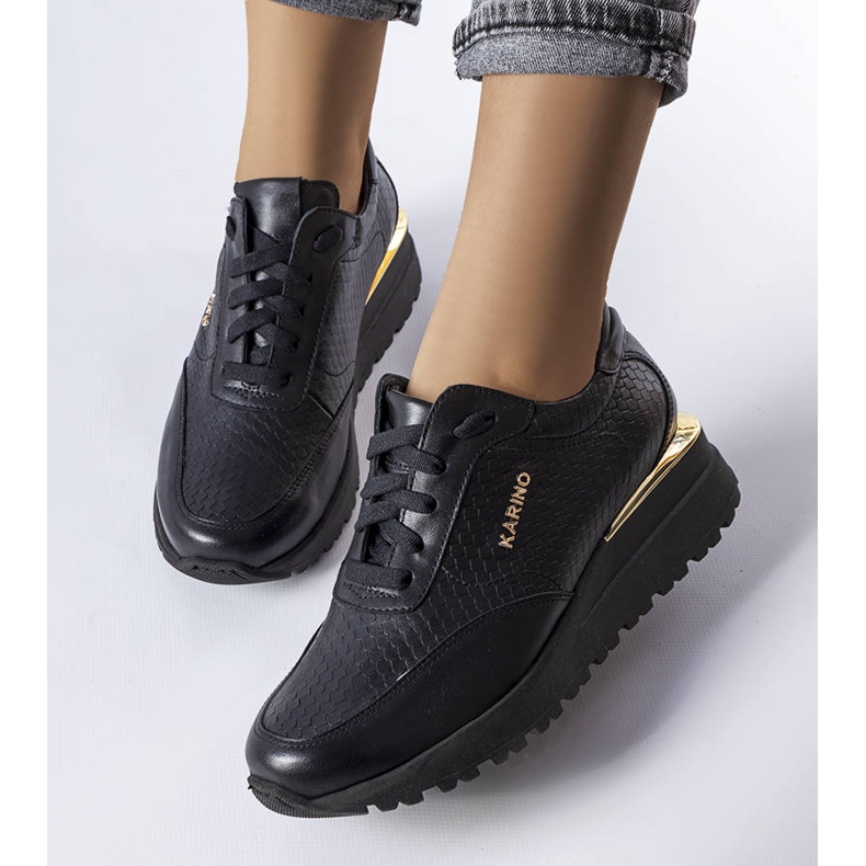 Karino crne kožne tenisice crno 1