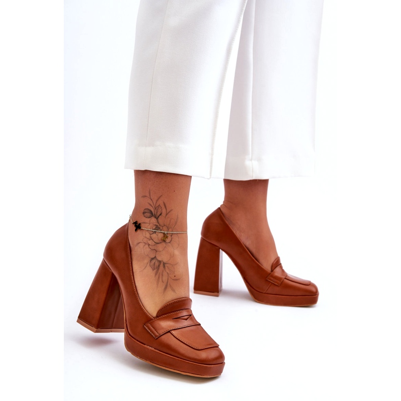Sweet Shoes Camel Alisa cipele s visokom petom smeđa 4