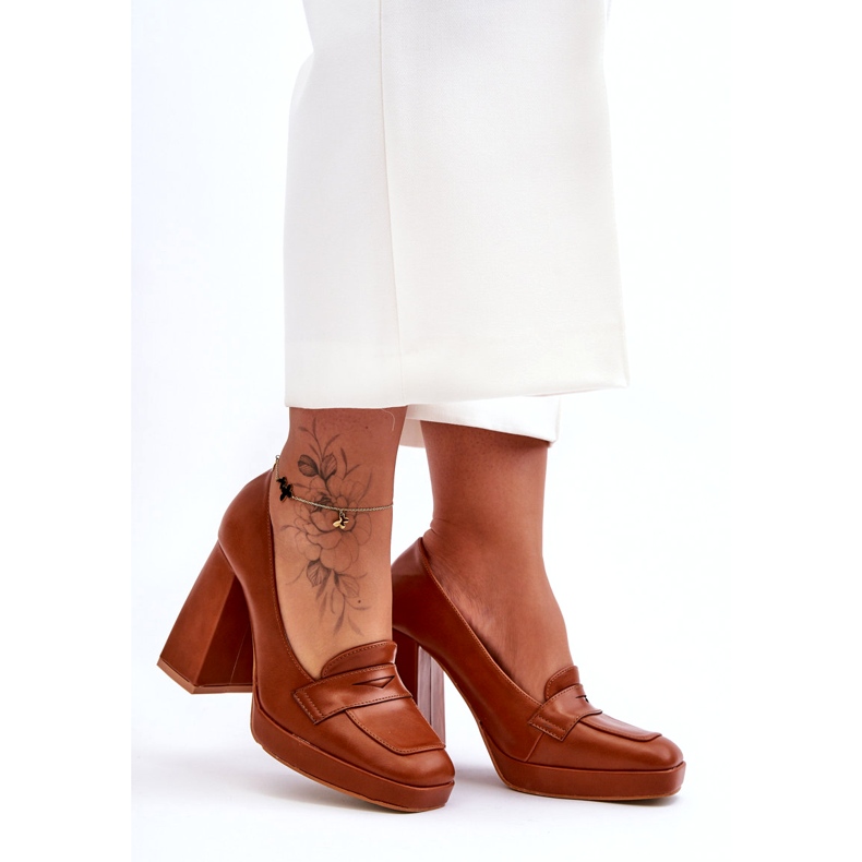 Sweet Shoes Camel Alisa cipele s visokom petom smeđa 2