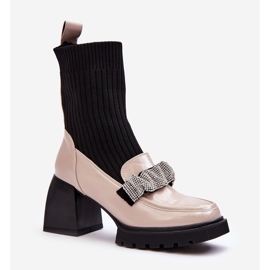 Ženske čizme s čarapom na visoku petu Bež S.Barski MR870-41 1