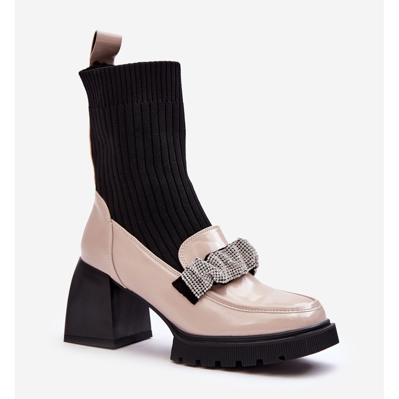 Ženske čizme s čarapom na visoku petu Bež S.Barski MR870-41 1