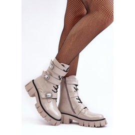 Ženske radničke čizme lakirane svijetlo sive S.Barski MR870-61 siva 2