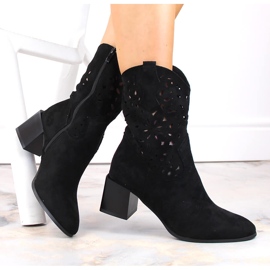 Ženske otvorene kaubojske čizme, neizolirane, crne Jezzi ASA217-4 crna 1