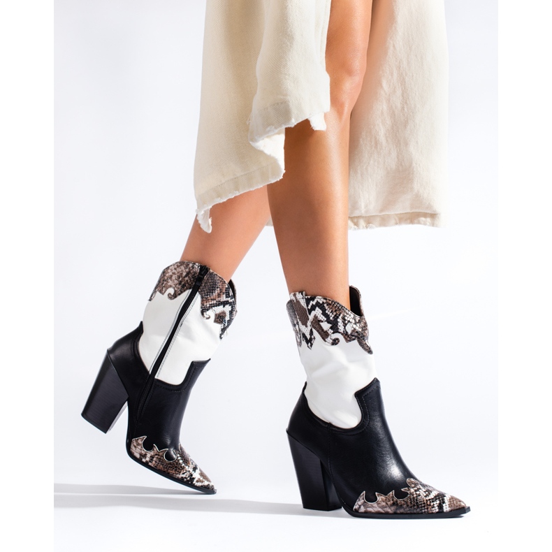 Crno-bijele ženske kaubojske čizme Shelovet 1