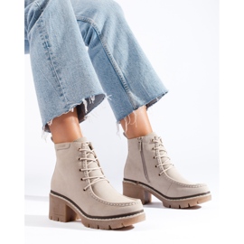 Goodin Bež gležnjače s visokom petom na vezanje iz Sheloveta 1