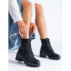 Crne gležnjače Shelovet na vezanje i široku petu crna 1