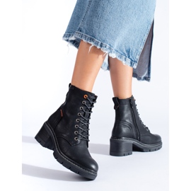 Crne gležnjače Shelovet na vezanje i široku petu crna 2