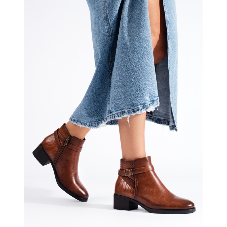 W. Potocki Potocki crne ženske gležnjače na visoku petu smeđa 2