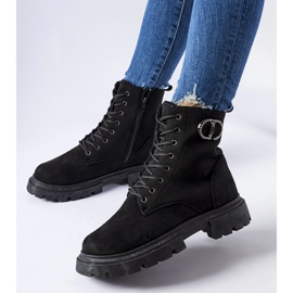 Crne broberg čizme od eko antilop kože sa cirkonima crna 1