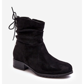 PE1 Ženske ravne čizme od brušene kože crne Keresa crno 1