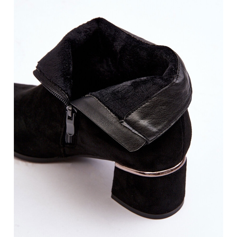 PE1 Ženske čizme na visoku petu od brušene kože crne Mebassa crna 2