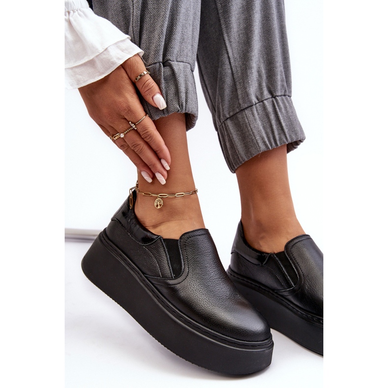 Lemar Manish Lemar ženske kožne sportske cipele na platformu crno 1