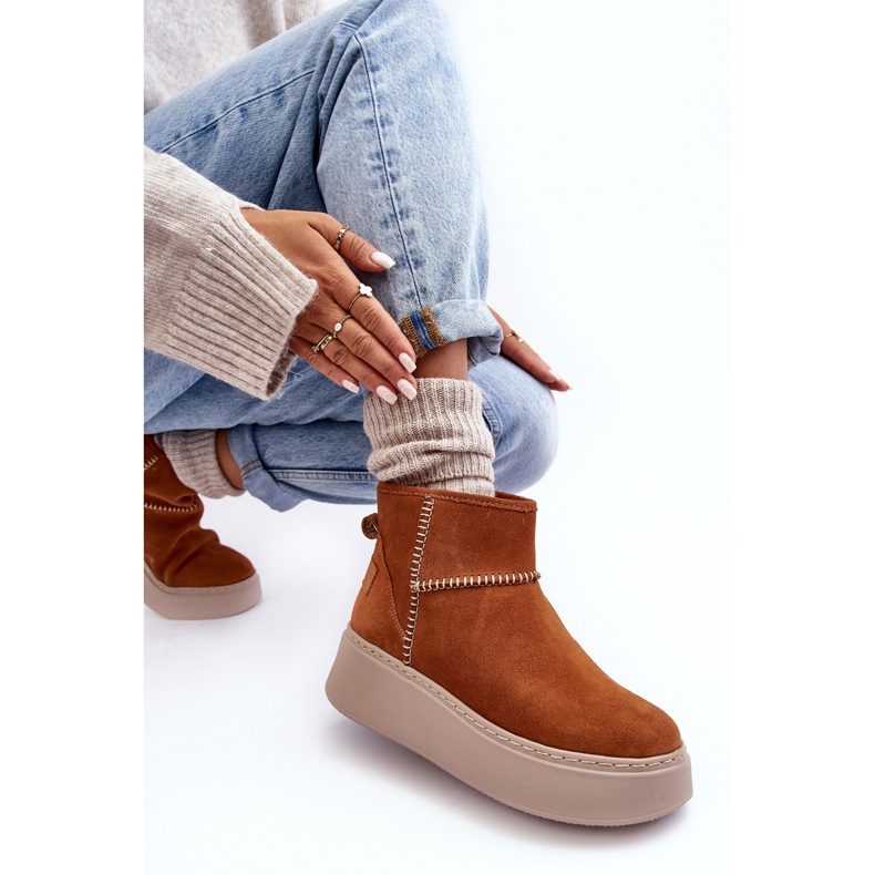 Ženske čizme za snijeg od brušene kože Maciejka 06257-29 smeđe smeđa 2