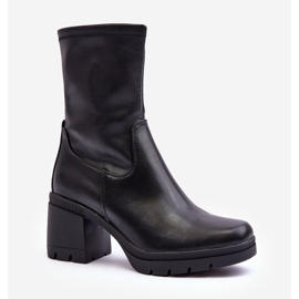 Sergio Leone Ženske kožne gležnjače s masivnom visokom petom, crne Fllavie crna 1