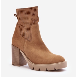 Lewski Shoes Ažur ženske gležnjače od brušene kože Camel Lewski 3386 bež 1