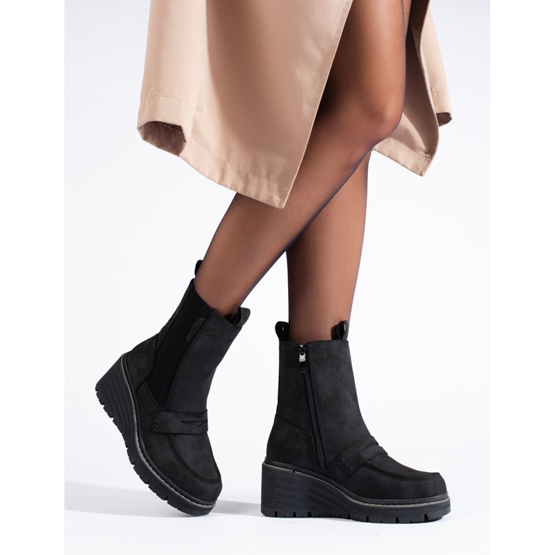 Goodin Shelovet crne gležnjače od brušene kože crno 1