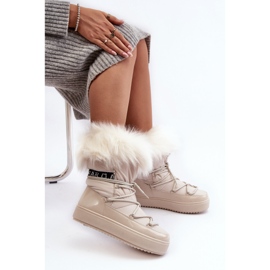 PS1 Ženske čizme za snijeg s vezanjem, svijetlo bež Santero 1